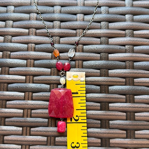 Silpada Sterling Silver Oxidized Ruby Jade & Gemstone Pendant Necklace N1061 - Picture 6 of 11